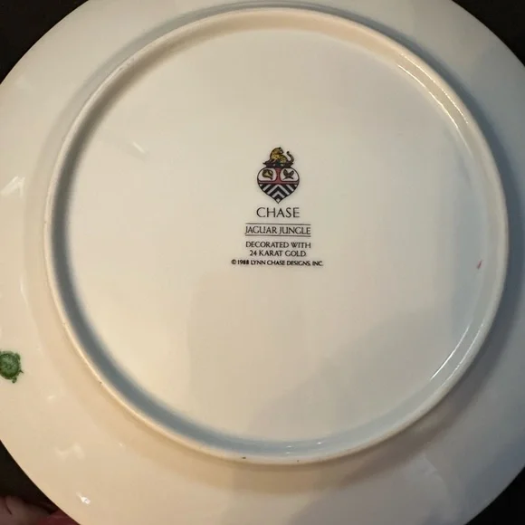 3 pc Lynn Chase Jaguar Jungle Plates with 24K Gold Detailing 8” - Picture 4 of 4